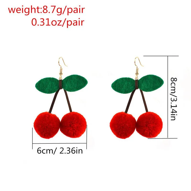 Lovely Fluffy Red Pom Pom Ball With Green Leaf Hook Drop Cherry Dangle Earrings Gift For Women Girl 10pairs/lot 
Lovely Fluffy Red Pom Pom Ball With Green Leaf Hook Drop Cherry Dangle Earrings Gift For Women Girl 10pairs/lot