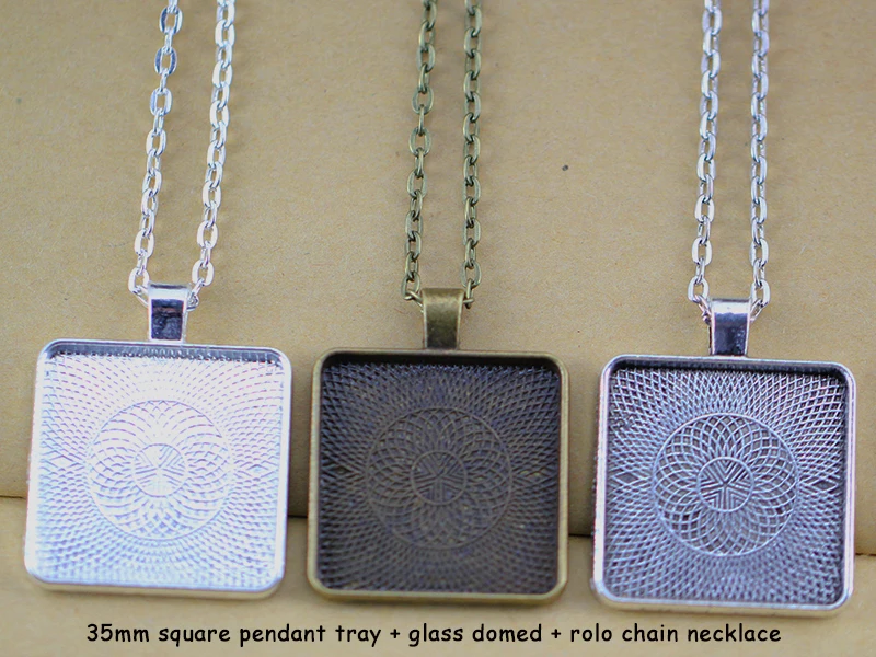 10Sets Pendant Blank Trays Necklaces Setting 35mm Square Blank+3x4mm 24'' Oval Link Chain+35mm Flat Square Glass Cabochon Cameo
10Sets Pendant Blank Trays Necklaces Setting 35mm Square Blank+3x4mm 24'' Oval Link Chain+35mm Flat Square Glass Cabochon Cameo