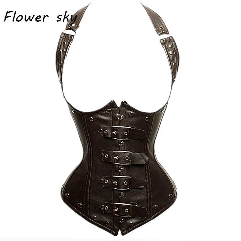 Women sexy Steampunk Halter leather corset underbust corset Steampunk waist trainer bustier corset
Women sexy Steampunk Halter leather corset underbust corset Steampunk waist trainer bustier corset
