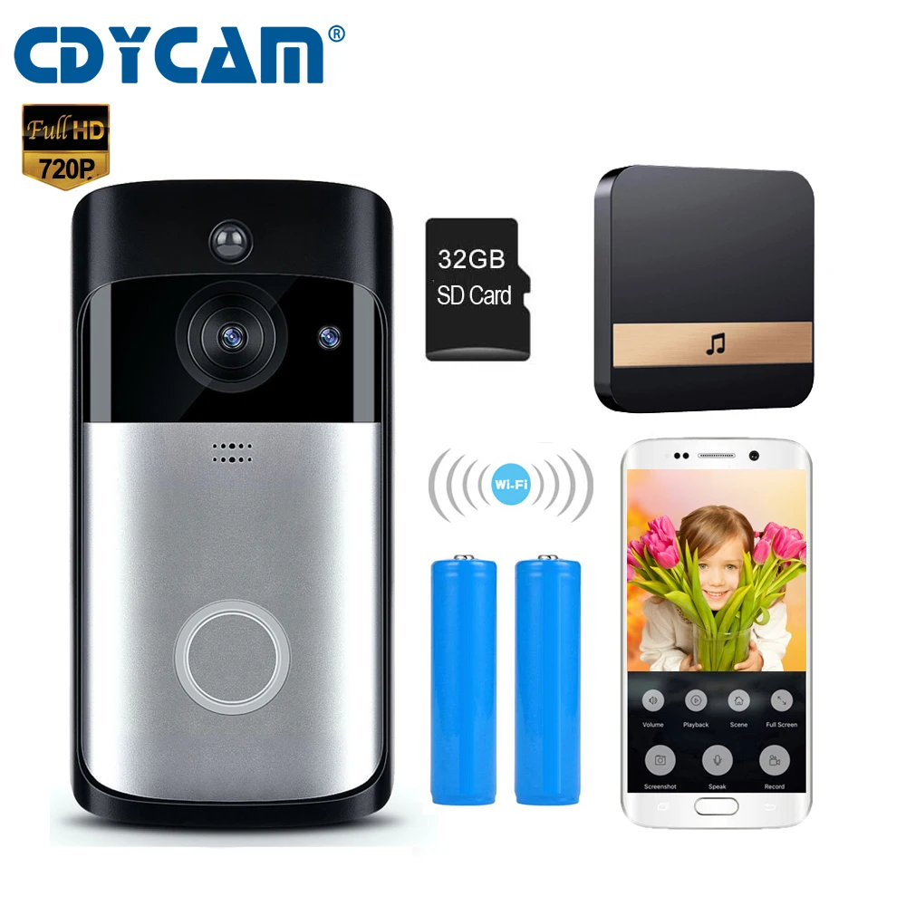 CDYCAM WiFi Wireless Security DoorBell Camera 720P Visual Intercom Recording Video DoorPhone Remote Home Monitoring Night Vision
CDYCAM WiFi Wireless Security DoorBell Camera 720P Visual Intercom Recording Video DoorPhone Remote Home Monitoring Night Vision