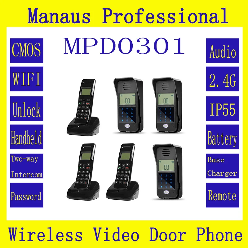 New 2.4G Digital Battery Operated 2-way Audio Wireless Doorbell Waterproof Intercom System 3 Outdoor Bell & 3 Indoor Phone D301b
New 2.4G Digital Battery Operated 2-way Audio Wireless Doorbell Waterproof Intercom System 3 Outdoor Bell & 3 Indoor Phone D301b