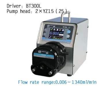 BT300L 2xYZ25 Pump HeadIntelligent peristaltic pump Liquid Industry Laboratory Flow Control Pump 0.16-990 ml/min
BT300L 2xYZ25 Pump HeadIntelligent peristaltic pump Liquid Industry Laboratory Flow Control Pump 0.16-990 ml/min