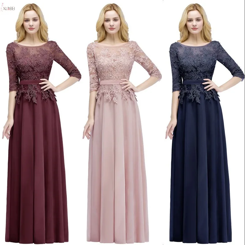 2019 Burgundy Pink Navy Chiffon Long Bridesmaid Dresses Scoop Neck Half Sleeve Wedding Party Gown vestido madrinha
2019 Burgundy Pink Navy Chiffon Long Bridesmaid Dresses Scoop Neck Half Sleeve Wedding Party Gown vestido madrinha