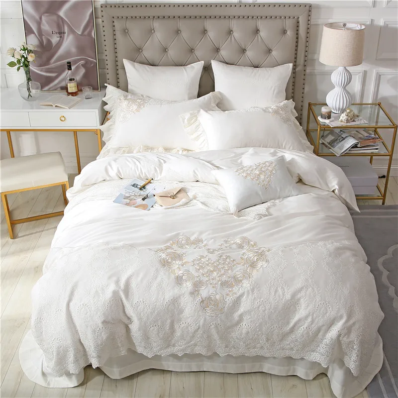 IvaRose 4pcs Luxury Egyptian Cotton Bedding Set Embroidery Bed Set King Queen Bed Linens Duvet Cover Bed sheet set
IvaRose 4pcs Luxury Egyptian Cotton Bedding Set Embroidery Bed Set King Queen Bed Linens Duvet Cover Bed sheet set
