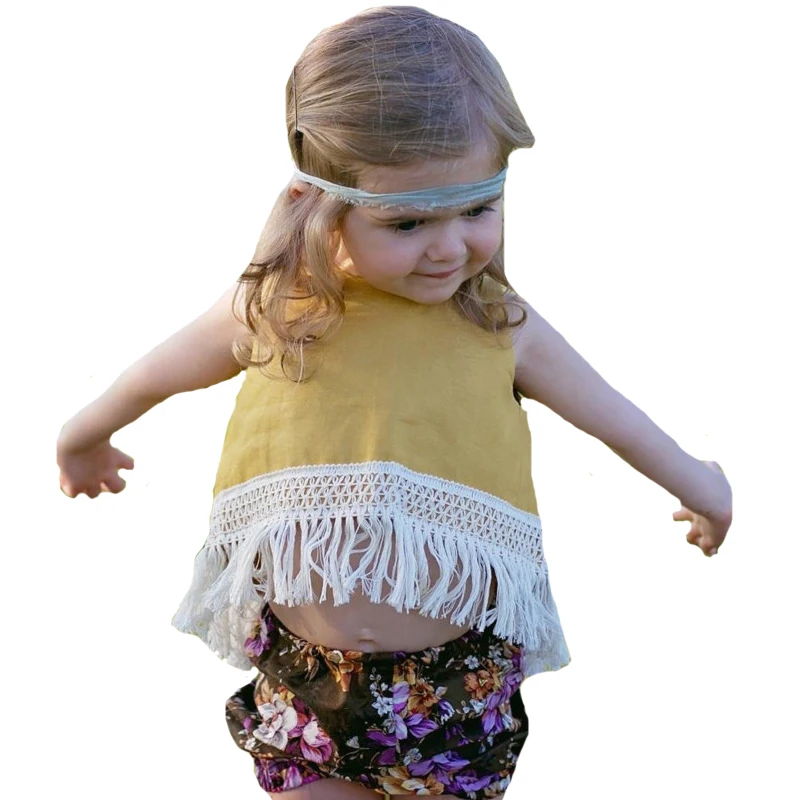 2017 Summer Baby Girls Clothing Sets Fashion Tassel Sleeveless T-shirt Tops+Flowers Shorts 2pcs Girl Clothes Kids Clothing Set
2017 Summer Baby Girls Clothing Sets Fashion Tassel Sleeveless T-shirt Tops+Flowers Shorts 2pcs Girl Clothes Kids Clothing Set