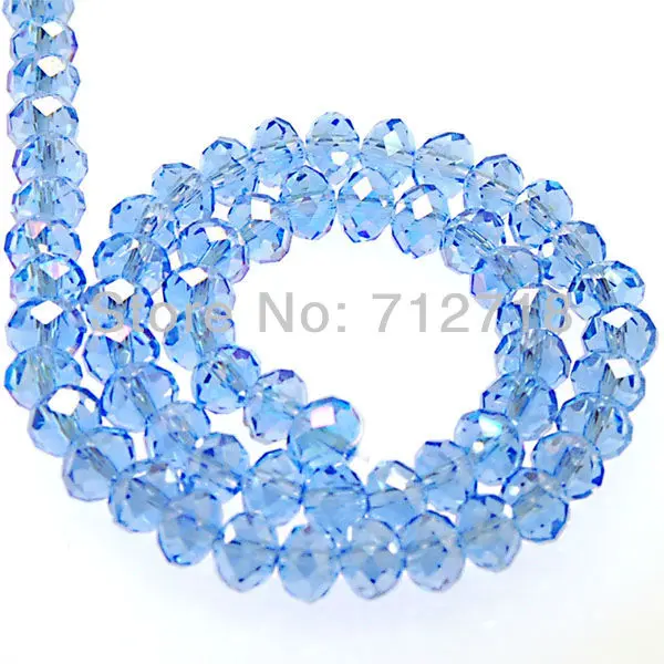 

Beads crystal rondelle beads AB plated Faceted beads blue 8x10mm rondelle,Sold of 5 strands (Min Order $20)