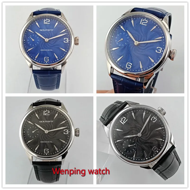 Goutent 42mm 6497 Manual refining machinery Wrist watches Brand blue black Sterile dial watch W2717
Goutent 42mm 6497 Manual refining machinery Wrist watches Brand blue black Sterile dial watch W2717