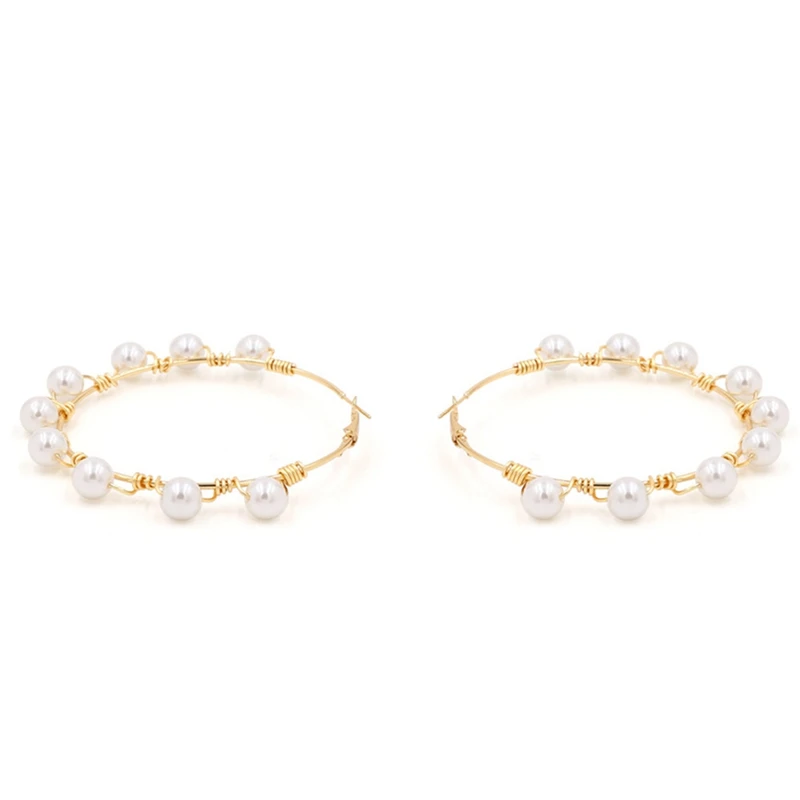 New Big Circle Round Drop Earrings For Women Simulated Pearl Earring Fashion Jewelry Bijoux Gifts Wholesale | Украшения и