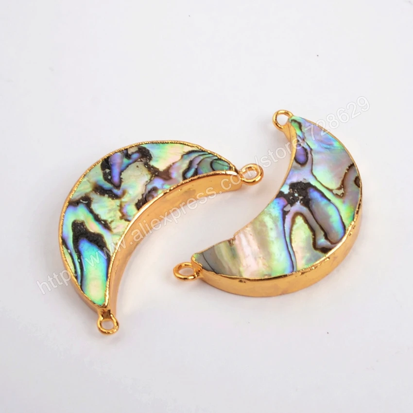BOROSA 5Pcs/lot New Arrival Gold Color Crescent Abalone Shell Double Bails Pendant Connector G0462
BOROSA 5Pcs/lot New Arrival Gold Color Crescent Abalone Shell Double Bails Pendant Connector G0462