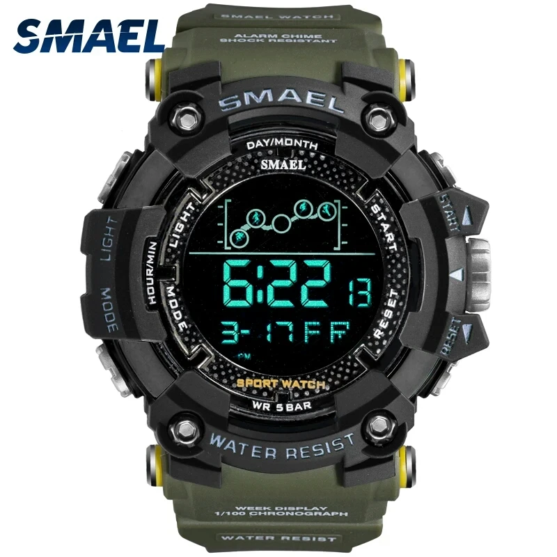 SMAEL Classic Digital Watch Men Fashion 5 Bar Waterproof Timepieces Outdoor Sport Watch Man 2021 Modern Wristwatches 1802
SMAEL Classic Digital Watch Men Fashion 5 Bar Waterproof Timepieces Outdoor Sport Watch Man 2021 Modern Wristwatches 1802