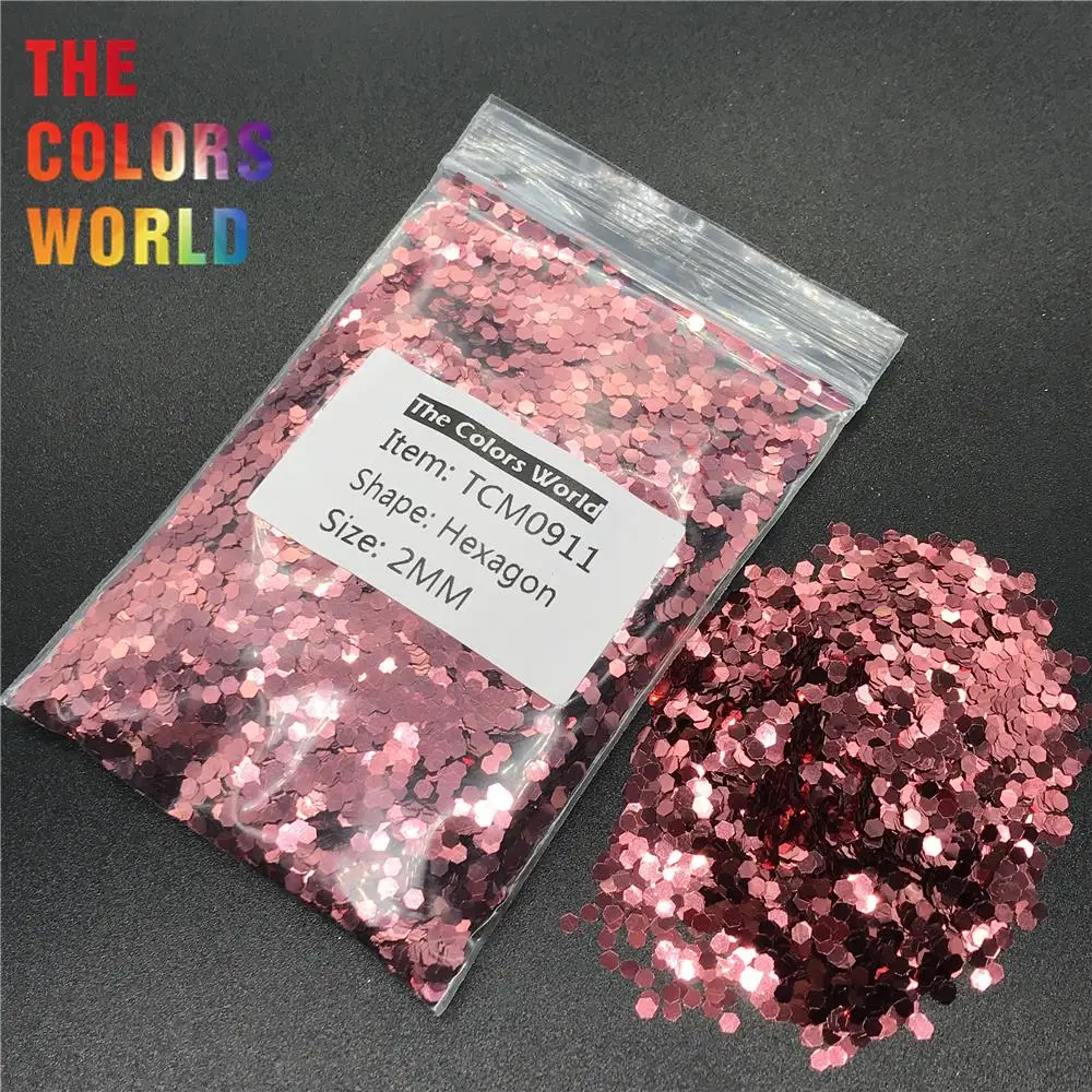 TCM0911 коралловый розовый цвет металлический блеск шестиугольной формы для ногтей