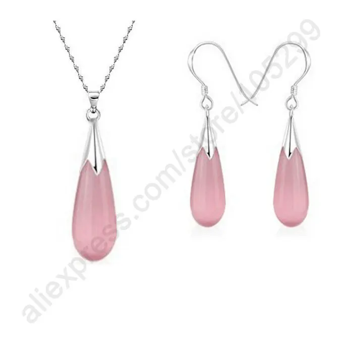 Wedding Party Solid Real 925 Sterling Silver Water Drop Cat'S Eye Stone CZ Necklace Pendant Earrings Jewelry Sets Women
Wedding Party Solid Real 925 Sterling Silver Water Drop Cat'S Eye Stone CZ Necklace Pendant Earrings Jewelry Sets Women