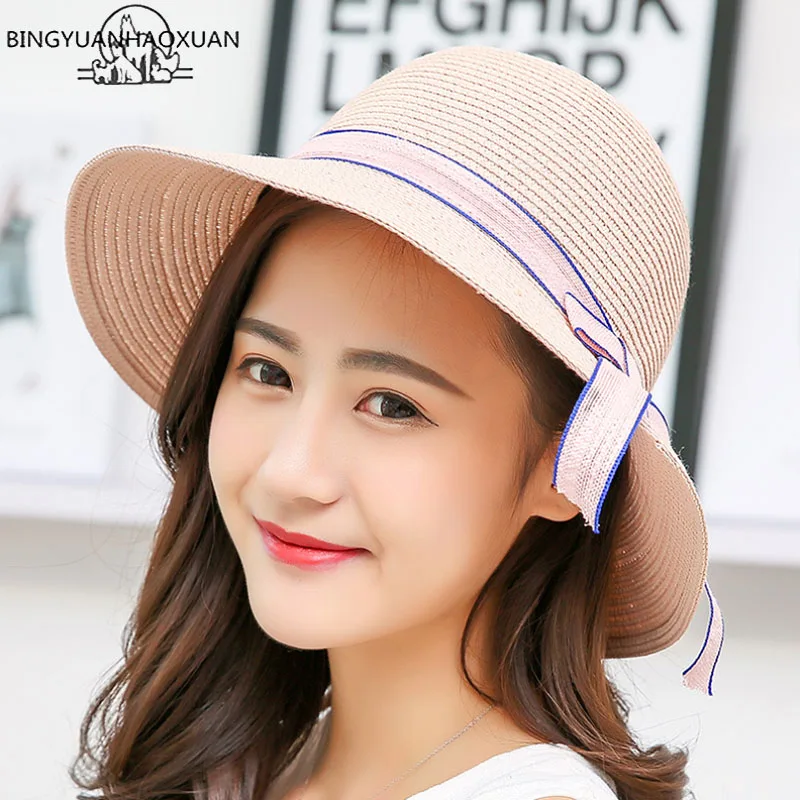 BINGYUANHAOXUAN Women Summer Beach Sun hats 2017 Brand New Top Straw Hat Boater Hats Bone Feminino Seaside Sun Hat
BINGYUANHAOXUAN Women Summer Beach Sun hats 2017 Brand New Top Straw Hat Boater Hats Bone Feminino Seaside Sun Hat