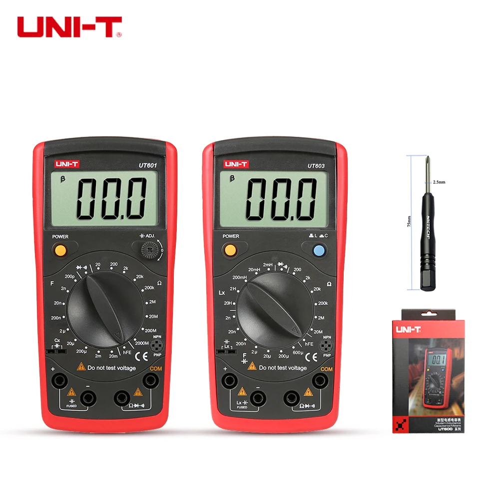 Цифровой мультиметр UT603 UT601, измеритель индуктивности Ohmmeter, сопротивление емкости, конденсаторы, транзистор, диодный тестер
Цифровой мультиметр UT603 UT601, измеритель индуктивности Ohmmeter, сопротивление емкости, конденсаторы, транзистор, диодный тестер
