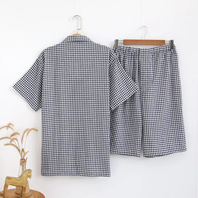 2019 Summer New Cotton Short-sleeved Men's Pajamas Set Striped Plaid Sleepwear Suit Homewear Set men's pajamas size XXXL
2019 Summer New Cotton Short-sleeved Men's Pajamas Set Striped Plaid Sleepwear Suit Homewear Set men's pajamas size XXXL