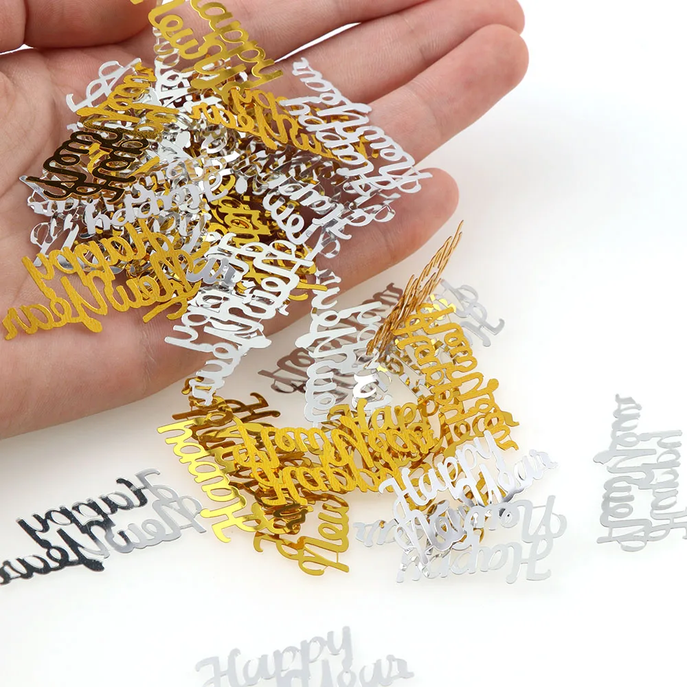 15g 20*40mm Gold And Silver Happy New Year Letters Confetti Tinfoil Sequins For New Year Party Decoration
15g 20*40mm Gold And Silver Happy New Year Letters Confetti Tinfoil Sequins For New Year Party Decoration