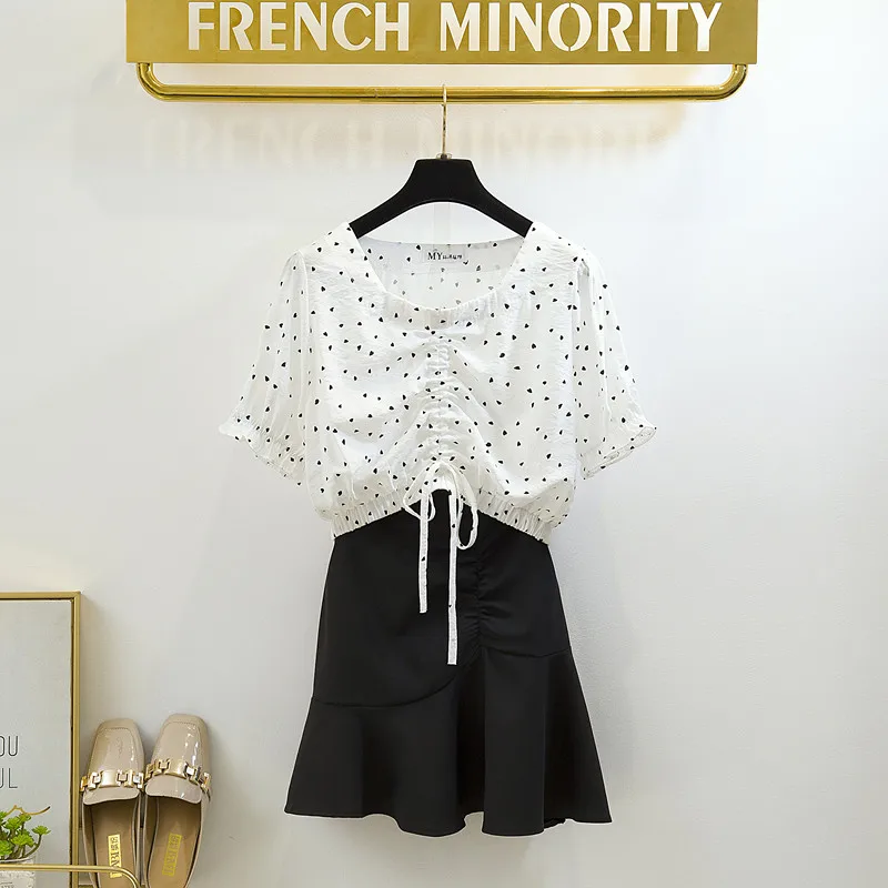 New Women Leisure Suit Wave Point Coat Chiffon Fishtail Skirt Of Tall Waist Two-Piece Woman Clothing Set Loose Top Outfit
New Women Leisure Suit Wave Point Coat Chiffon Fishtail Skirt Of Tall Waist Two-Piece Woman Clothing Set Loose Top Outfit