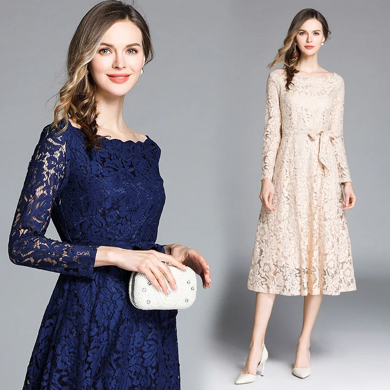 Women Casual Lace Dress New 2021 Spring Fashion Long Sleeve O-neck Elegant Slim A-line Women's Party Dresses
Women Casual Lace Dress New 2021 Spring Fashion Long Sleeve O-neck Elegant Slim A-line Women's Party Dresses
