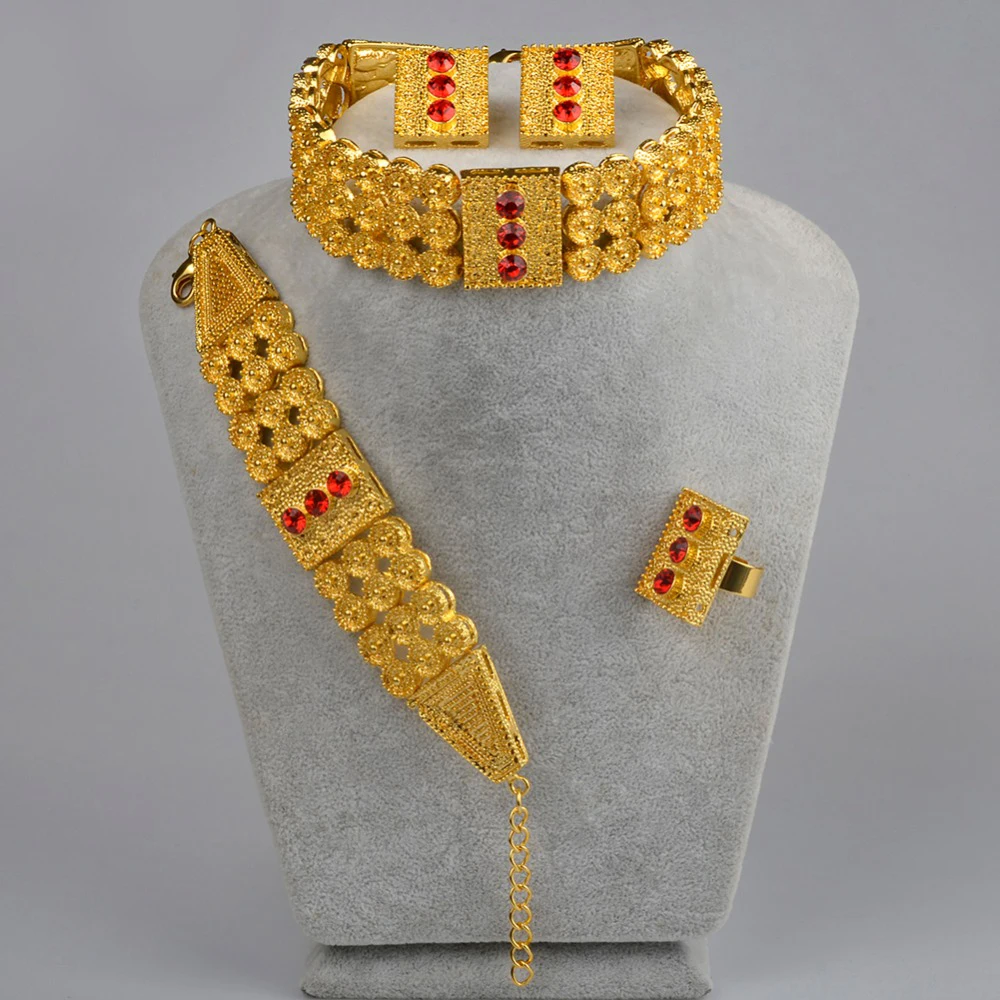 Gold Color Ethiopian Chokers Necklace Earrings Ring Bracelet Alloy Jewelry sets Africa Eritrea Wedding set #J0779
Gold Color Ethiopian Chokers Necklace Earrings Ring Bracelet Alloy Jewelry sets Africa Eritrea Wedding set #J0779