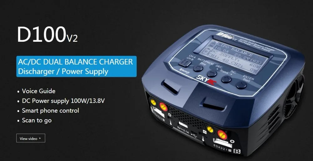 Зарядное устройство Skyrc D100 V2 Двухканальное AC/DC LiPo 1-6s 2x100 Вт с Bluetooth интеллектуальное балансирующее зарядное устройство для литий-ионных акку...
Зарядное устройство Skyrc D100 V2 Двухканальное AC/DC LiPo 1-6s 2x100 Вт с Bluetooth интеллектуальное балансирующее зарядное устройство для литий-ионных акку...