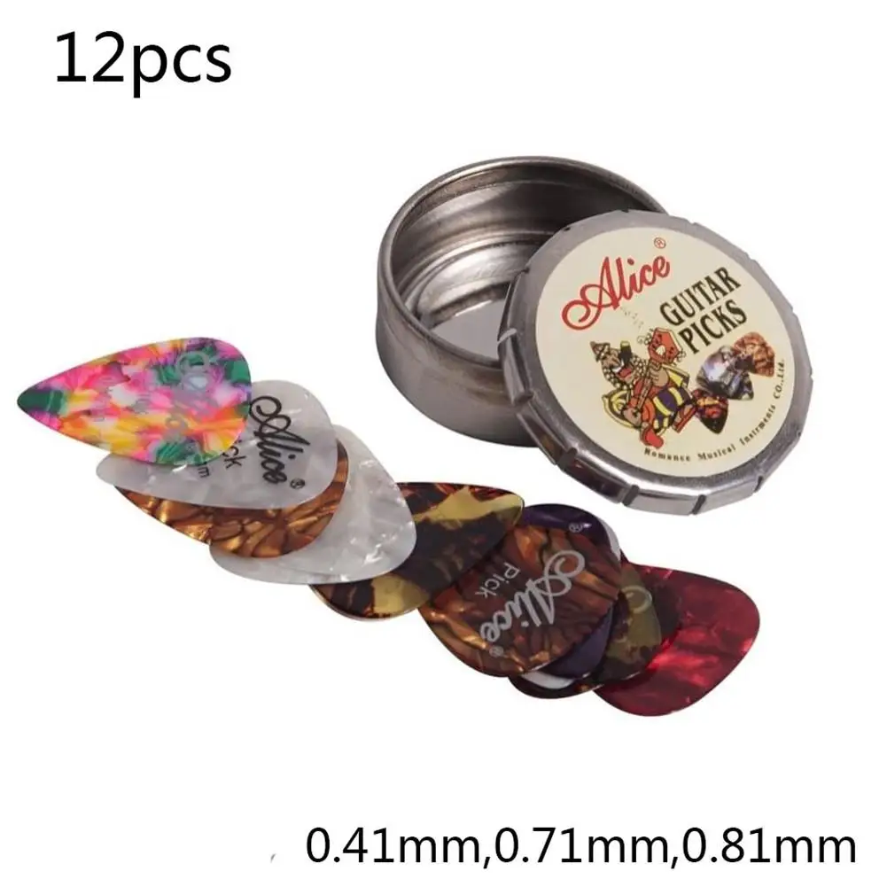 12Pcs Acoustic Electric Guitar Picks Guitarra Pick Variety Pack Celluloid Plectrum Guitar Part Accessories Packing with Iron Box
12Pcs Acoustic Electric Guitar Picks Guitarra Pick Variety Pack Celluloid Plectrum Guitar Part Accessories Packing with Iron Box