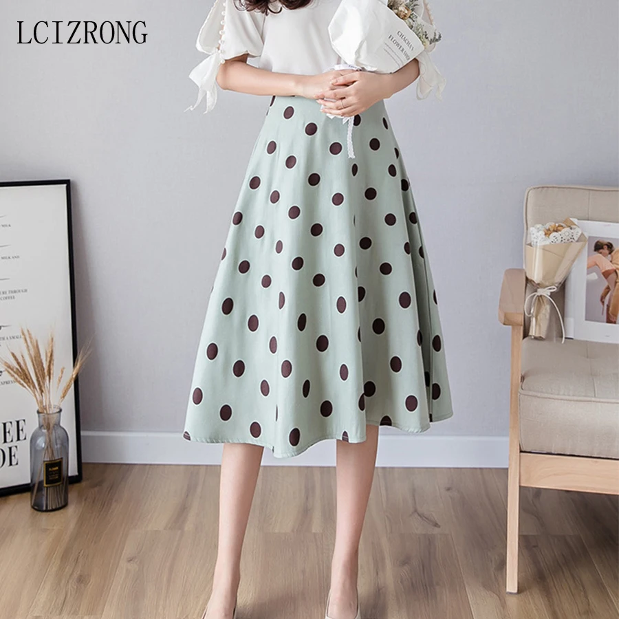 Casual Slim Dot Midi Skirt Women Korean High Waist A Line Skirt Elegant ladies Skirt Plus Size Faldas Mujer Moda 2019
Casual Slim Dot Midi Skirt Women Korean High Waist A Line Skirt Elegant ladies Skirt Plus Size Faldas Mujer Moda 2019