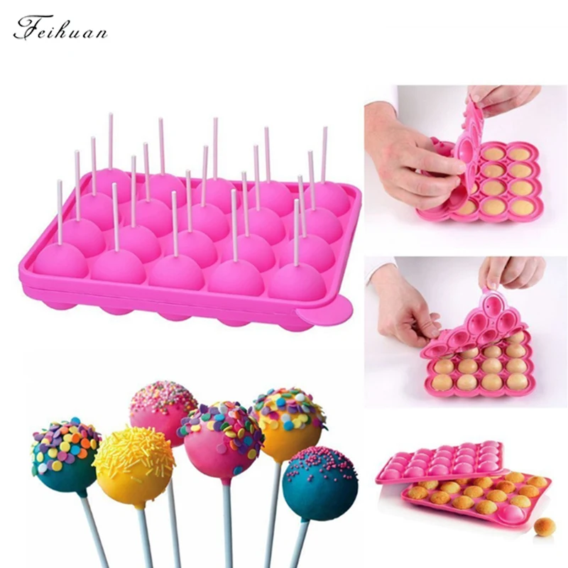 New Arrival Lollipop Pop 20 Holes Silicone Mould Round Shape Party Cake Cookie Candy DIY Chocolate Maker Baking Tool Accessories | Дом и сад