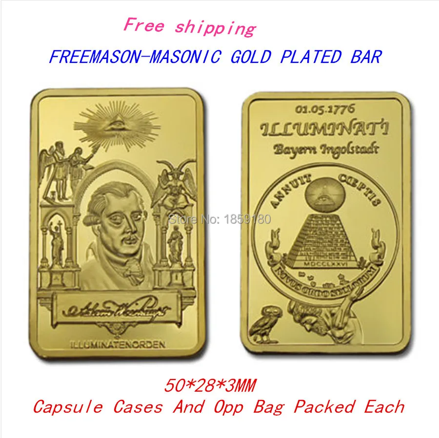*RARE* ILLUMINATI - FREEMASON-MASONIC - NEW WORLD ORDER - 24K GOLD CLAD INGOT bar,Free shipping 1pcs/lot
*RARE* ILLUMINATI - FREEMASON-MASONIC - NEW WORLD ORDER - 24K GOLD CLAD INGOT bar,Free shipping 1pcs/lot