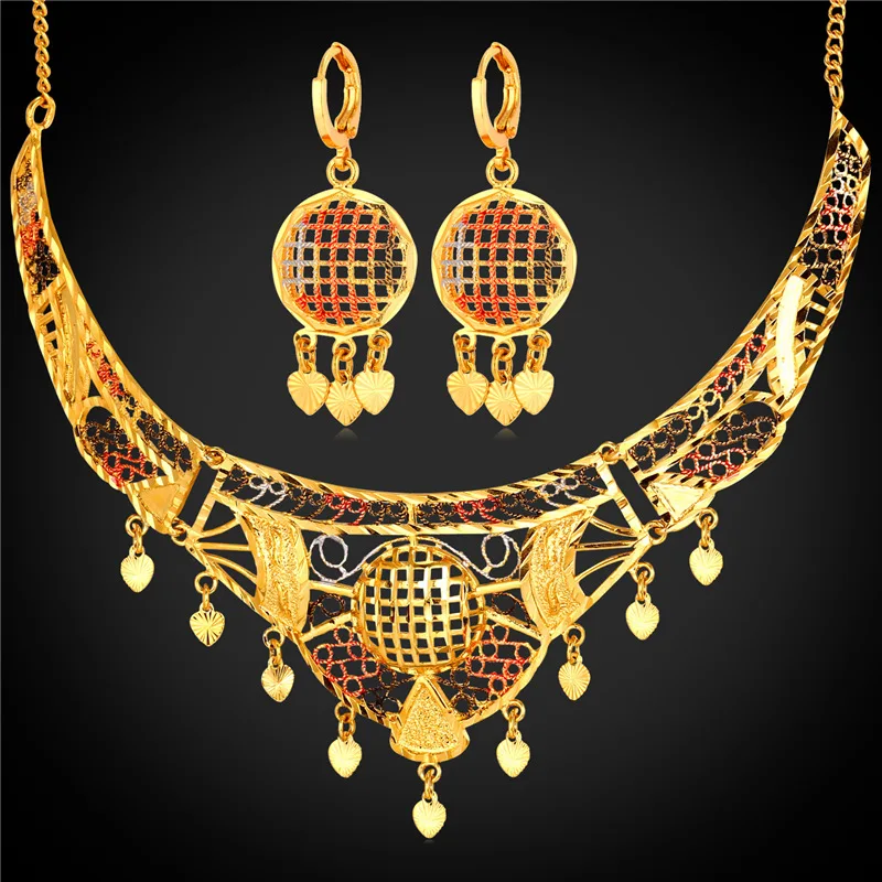 Dubai Gold Color Earrings And Necklace Set Gift Fashion Jewelry Maxi Necklace Costume Jewelry Set Women New NE1708
Dubai Gold Color Earrings And Necklace Set Gift Fashion Jewelry Maxi Necklace Costume Jewelry Set Women New NE1708
