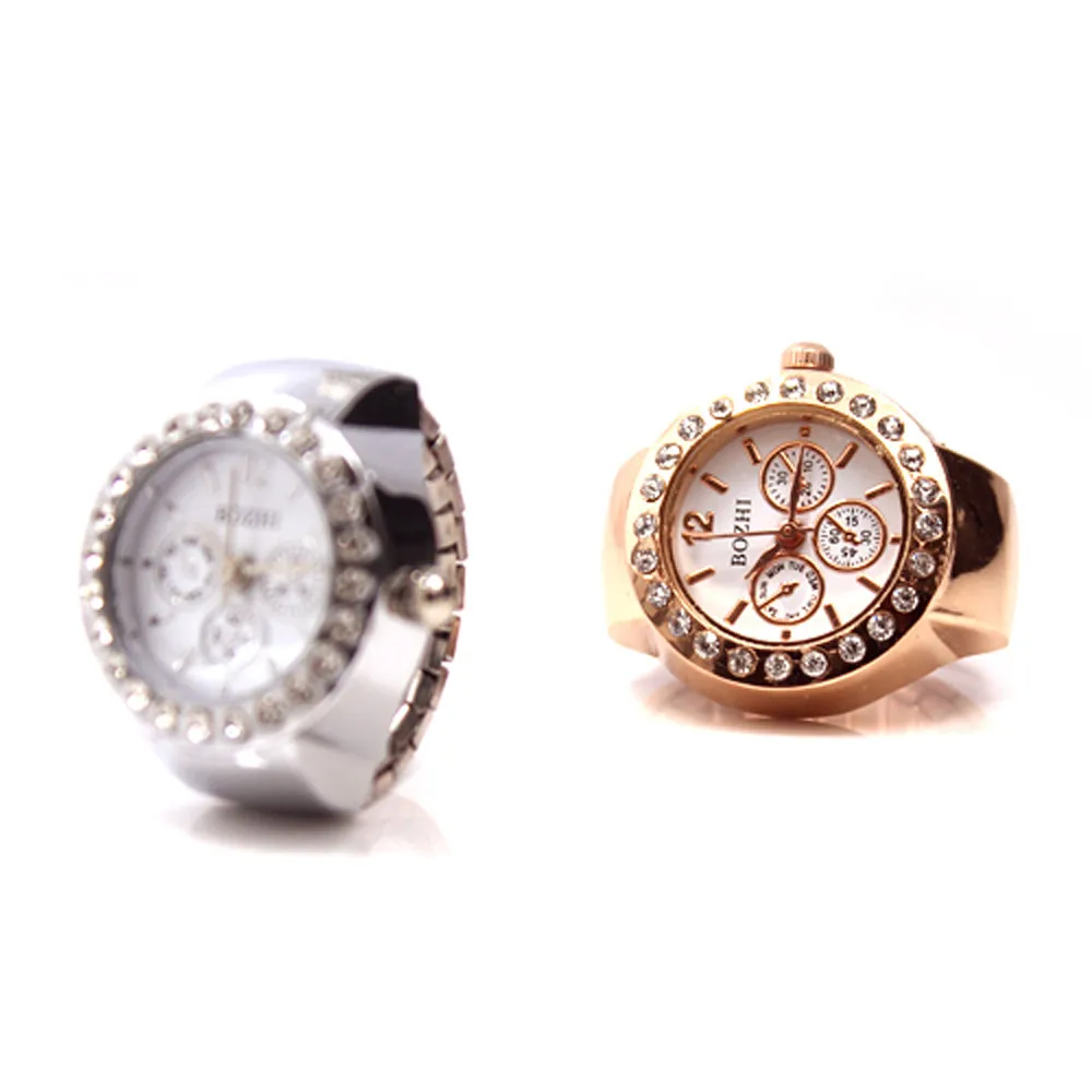 Стразы женские часы в стиле ретро эластичные кварцевые с кольцом для мужчин и