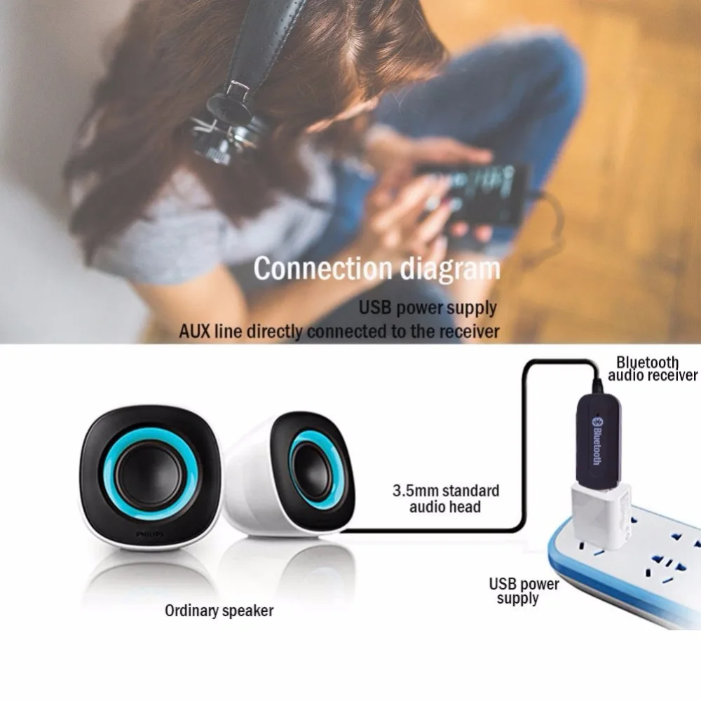 USB беспроводной Bluetooth адаптер 4 0 музыкальный стерео приемник аудио 3 5 мм