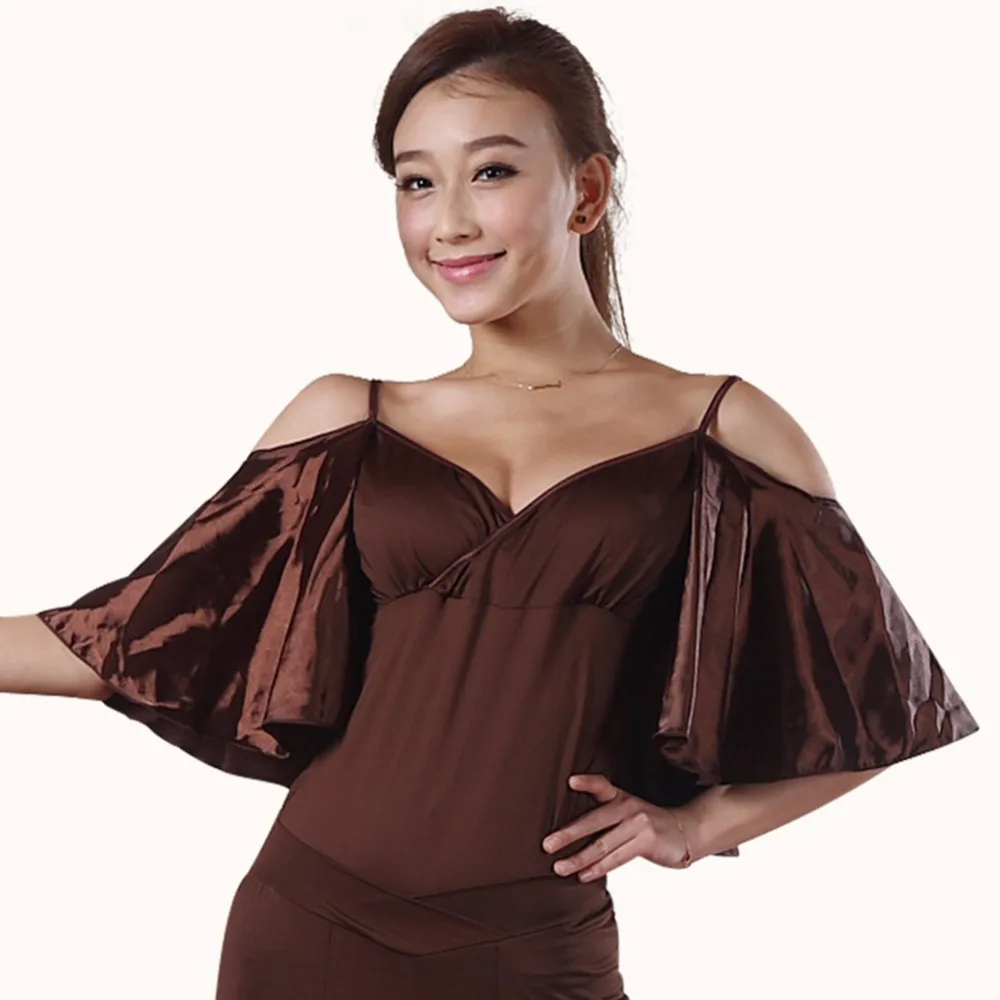 Popular Ballroom Dance Shirts For Ladies Coffee White Black Braces Tops Women Modern Flamenco Indian Tango Latino Wears Q1160
Popular Ballroom Dance Shirts For Ladies Coffee White Black Braces Tops Women Modern Flamenco Indian Tango Latino Wears Q1160