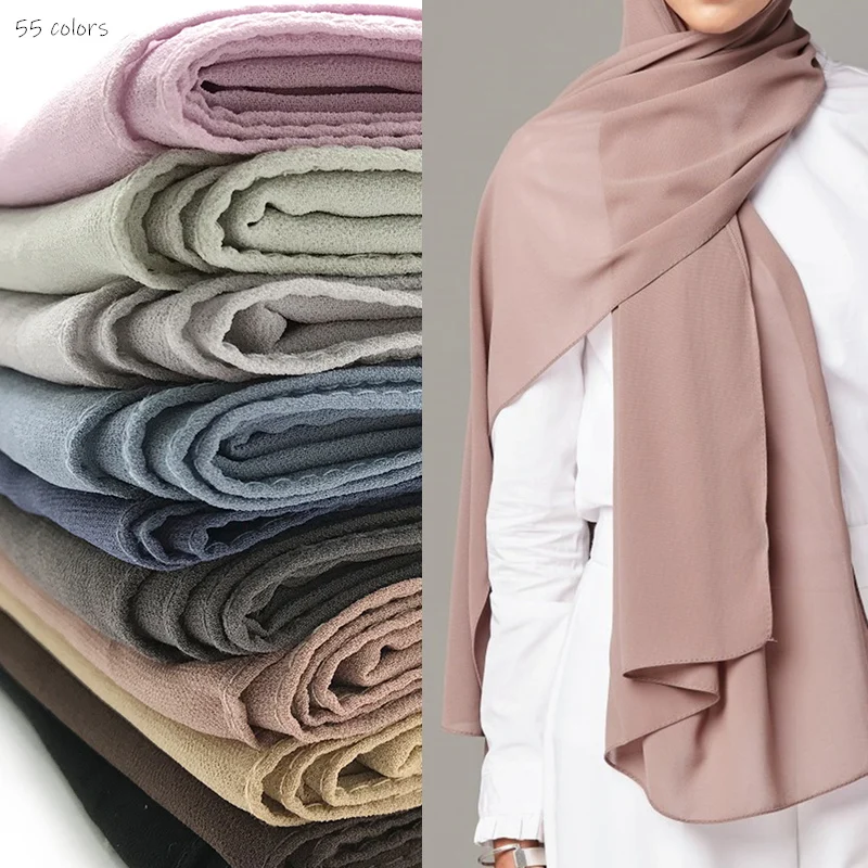 

Обычный пузырь шифон хиджаб шарф классический дизайн для женщин однотонные шарфы и мусульманские платки кожи хиджабы в полоску модные глад...