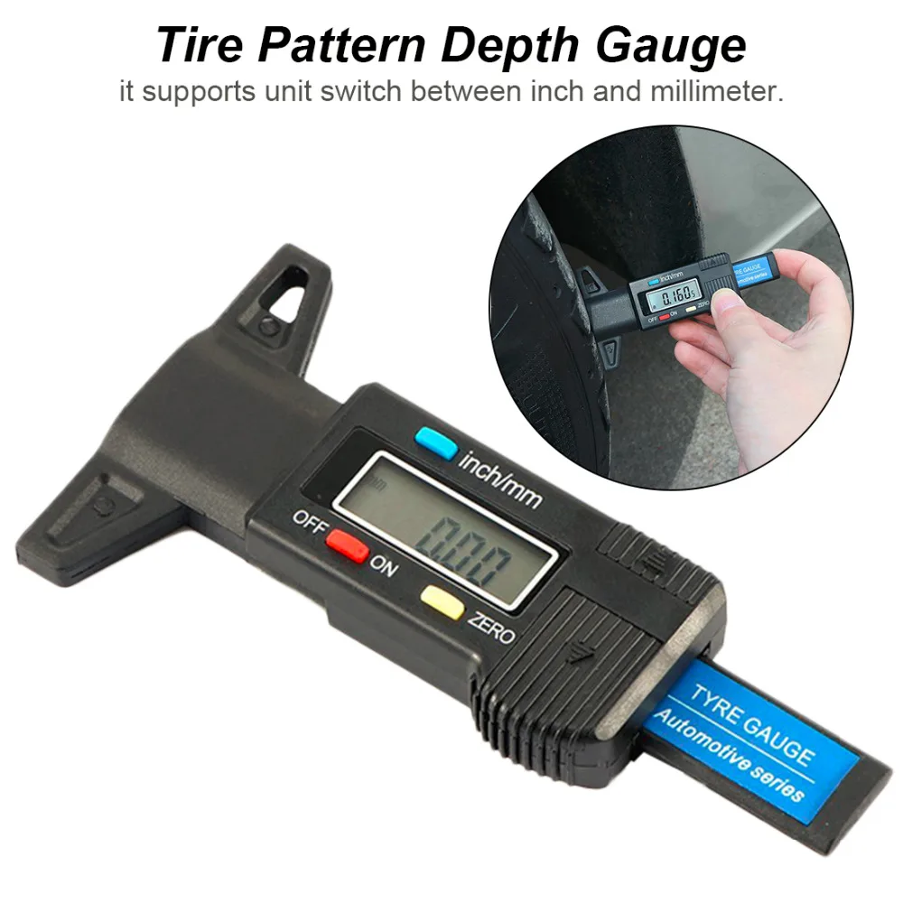 Car Tire Digital Tyre Tread Depth Tester Gauge Meter Measurer For Motorcycle Trucks Car Accessories 0-25.4mm/ 0.01mm
Car Tire Digital Tyre Tread Depth Tester Gauge Meter Measurer For Motorcycle Trucks Car Accessories 0-25.4mm/ 0.01mm