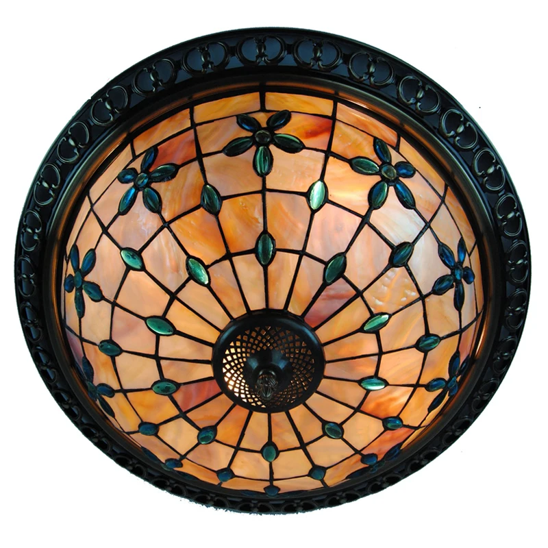 20 Inch Retro Tiffany Flower Stained Shell Flush Mount Lamp E26/E27 European Vintage Bar Living Room Ceiling Lamp Lighting CL218
20 Inch Retro Tiffany Flower Stained Shell Flush Mount Lamp E26/E27 European Vintage Bar Living Room Ceiling Lamp Lighting CL218