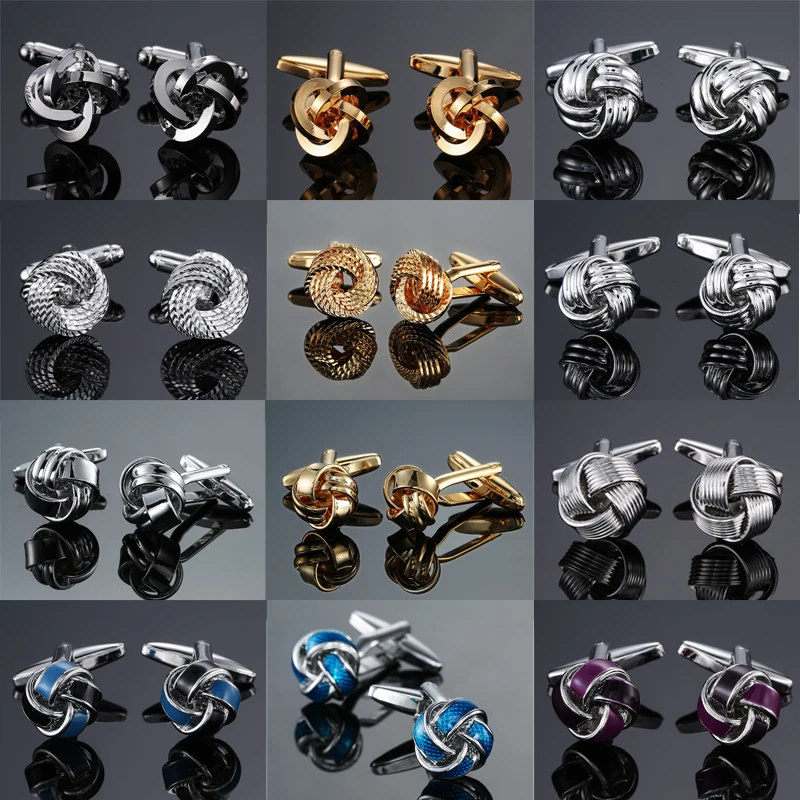 

Novelty fashion shirt cufflink Metal Knot Cufflinks gold color knot design hotsale copper material cuff links whoelsale&retail