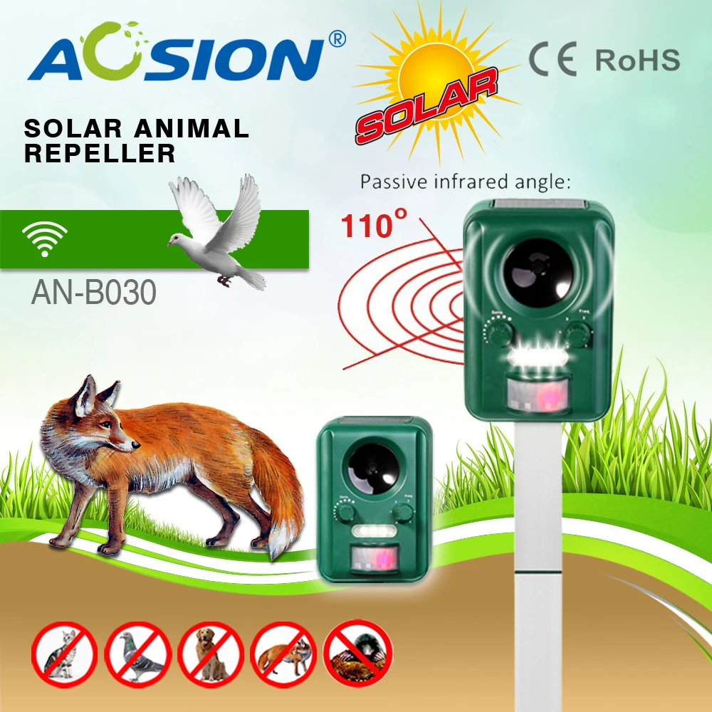 AN-B030 Garden Dog repellent Solar ultrasonic cat repeller bird animal repeller pest control chaser rechargeable battery
AN-B030 Garden Dog repellent Solar ultrasonic cat repeller bird animal repeller pest control chaser rechargeable battery