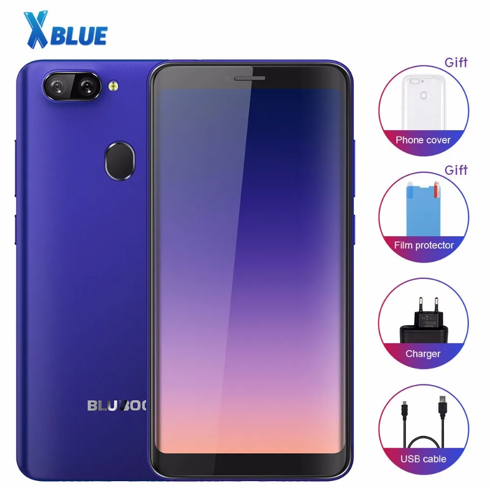 

Bluboo D6 MobilePhone 3G WCDMA Android 8.1 MT6580A Fingerprint 5.5" 2GB 16GB 5.0MP+2.0MP Dual SIM 2700mAh Battery 720P Cellphone