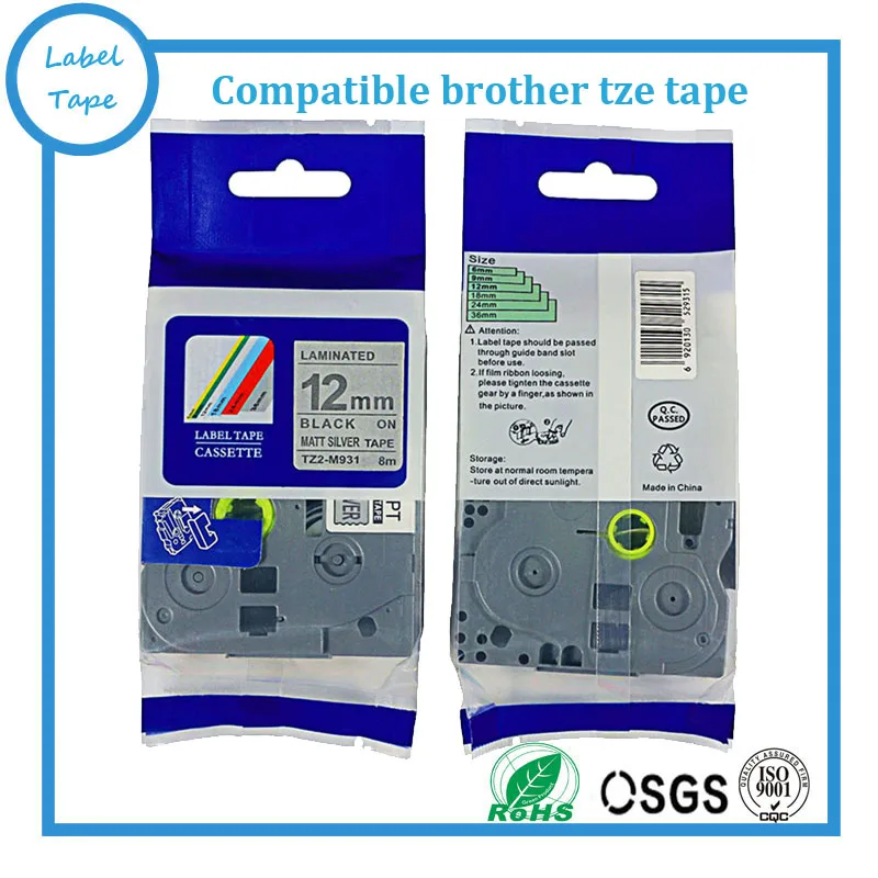 Cheap compatible TZe-m931 TZ-m931 tze m931 Black on Matte silver tz label tapes for Brother Ptouch label printer
Cheap compatible TZe-m931 TZ-m931 tze m931 Black on Matte silver tz label tapes for Brother Ptouch label printer