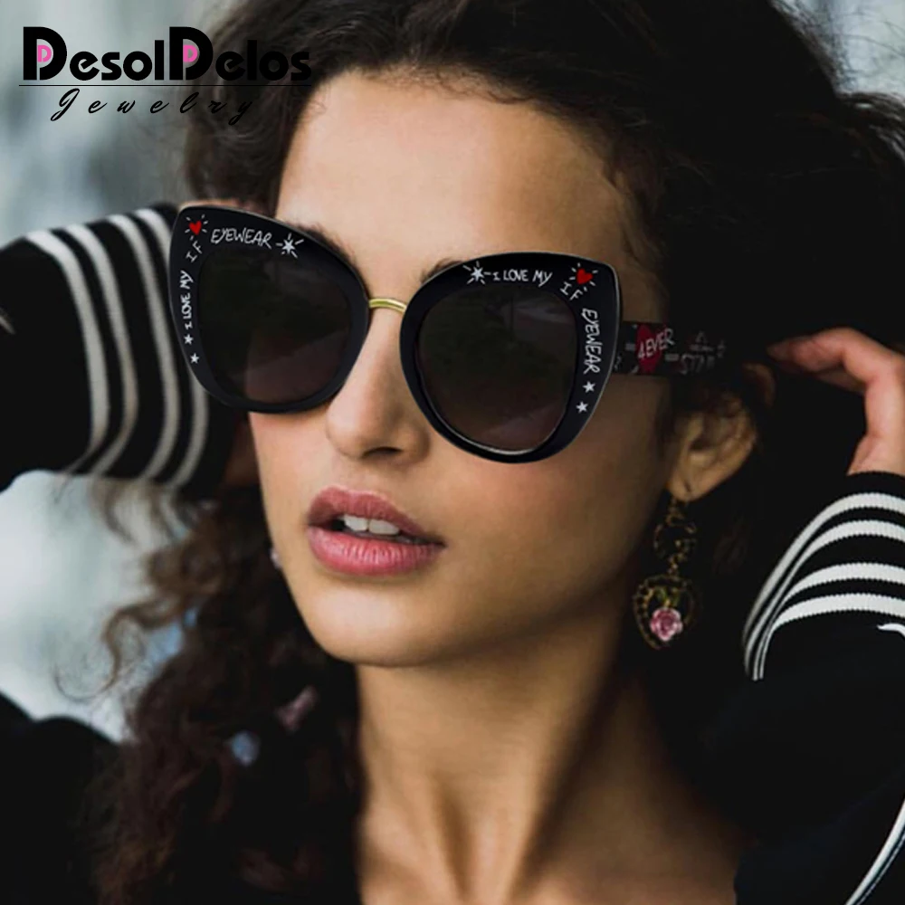 Oversized Cat Eye Sunglasses women luxury brand 2022 cateye glasses love shape stylish graffiti lunette de soleil femme
Oversized Cat Eye Sunglasses women luxury brand 2022 cateye glasses love shape stylish graffiti lunette de soleil femme