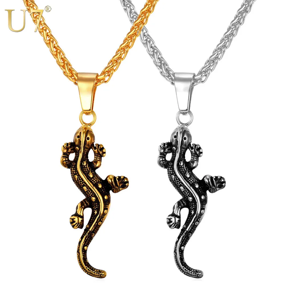 U7 Stainless Steel Gecko Necklace Women Men Jewelry Fashion Gift Gold Color Animal Charm Pendant Necklace Wholesale P738
U7 Stainless Steel Gecko Necklace Women Men Jewelry Fashion Gift Gold Color Animal Charm Pendant Necklace Wholesale P738