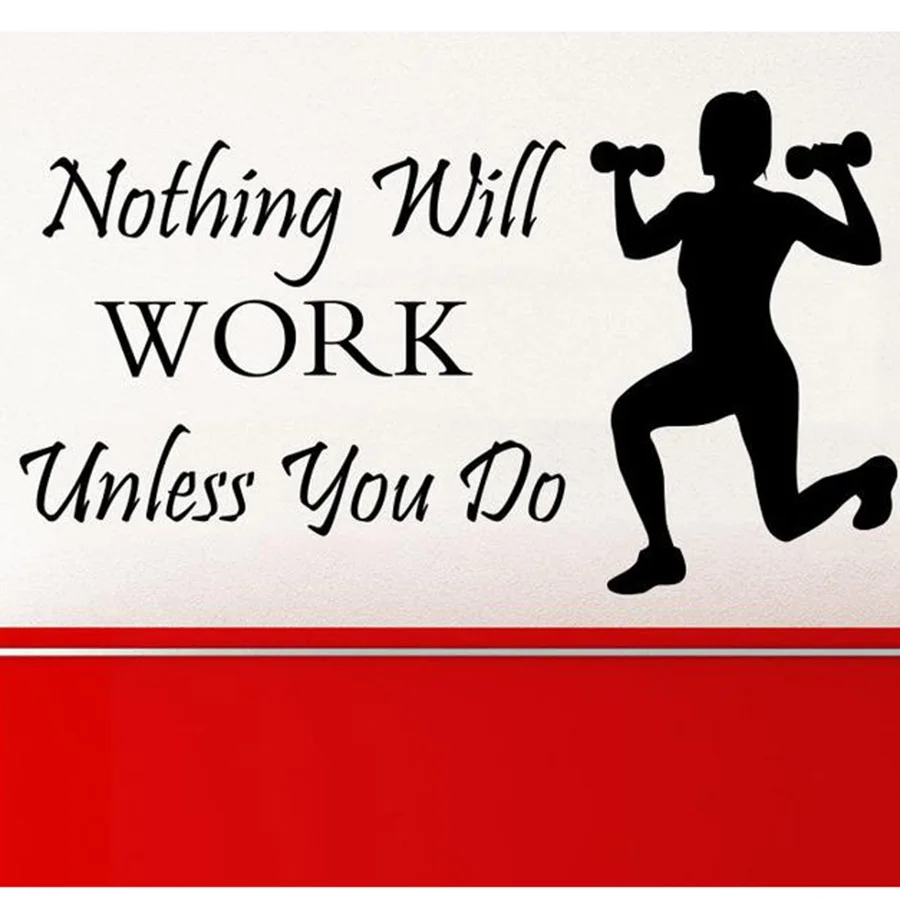 

Sports Wall Decal Quotes Nothing Will Work Unless You Do Lettering Health Sports Fitness Vinyl Stickers Home Gym Decor N240