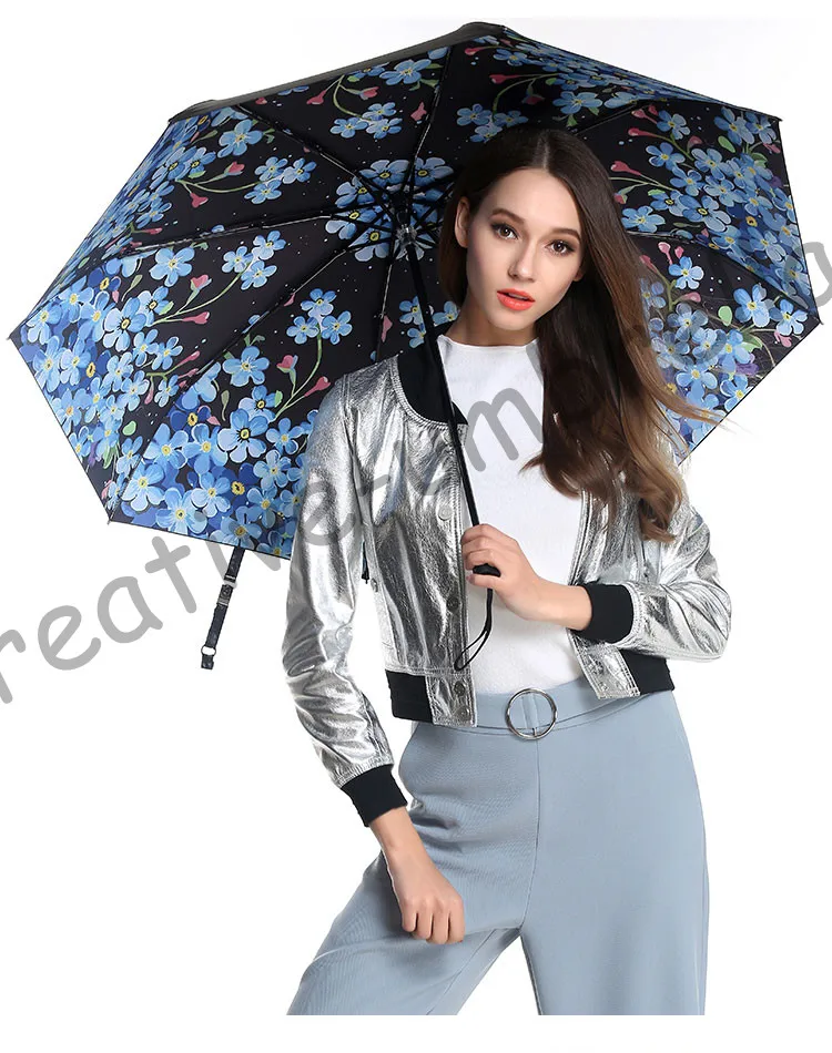 3pcs get 1pc free Fiberglass windproof 5 times black coating anti-UV parasol pocket folding forget me not flowers print umbrella
3pcs get 1pc free Fiberglass windproof 5 times black coating anti-UV parasol pocket folding forget me not flowers print umbrella