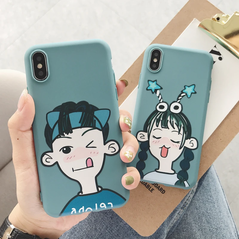 С милыми рисунками для влюбленных iPhone Xs XR Max Чехол мобильного телефона 7 8 Plus