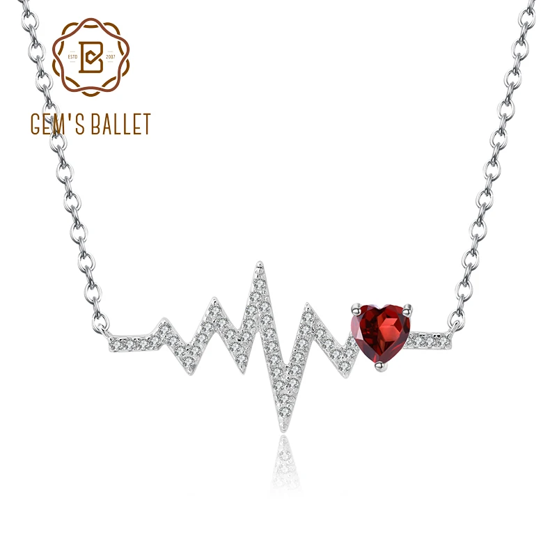 GEM'S BALLET Natural Red Garnet 925 Sterling Silver Heartbeat Love Electrocardiogram Pendant Necklace for Women Wedding Jewelry
GEM'S BALLET Natural Red Garnet 925 Sterling Silver Heartbeat Love Electrocardiogram Pendant Necklace for Women Wedding Jewelry