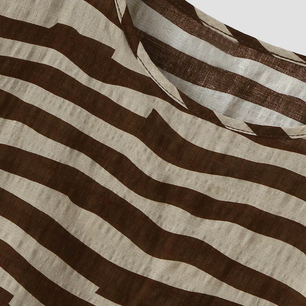 Fashion Cotton Linen Striped Blouse Casual Ladies Tops Loose O-Neck Tee Tops Female Women's Short Sleeve Shirt Blusas Pullover
Fashion Cotton Linen Striped Blouse Casual Ladies Tops Loose O-Neck Tee Tops Female Women's Short Sleeve Shirt Blusas Pullover