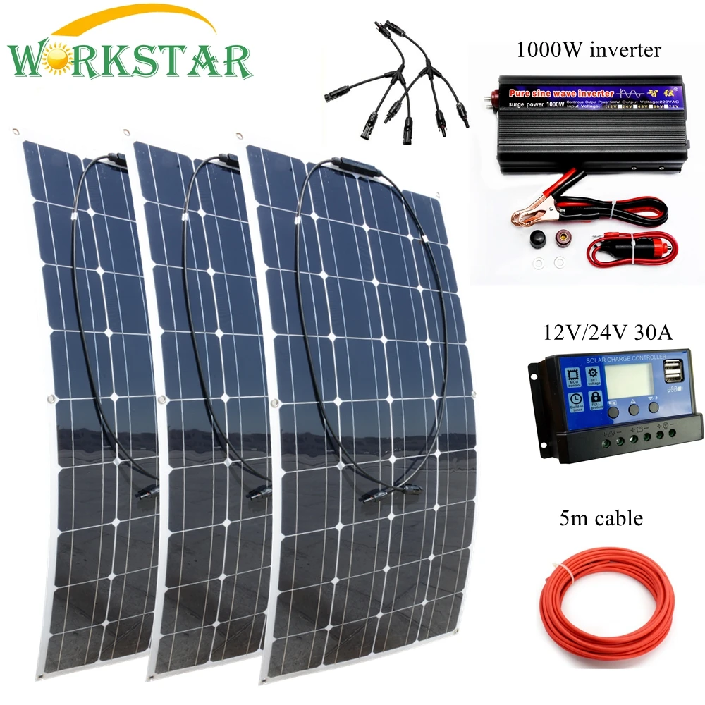 WORKSTAR 3pcs 100W Flexible Solar Panels 12V Solar Charger for RV/Boat Car 300w Solar System for Beginner Outdoor Solar Charger
WORKSTAR 3pcs 100W Flexible Solar Panels 12V Solar Charger for RV/Boat Car 300w Solar System for Beginner Outdoor Solar Charger