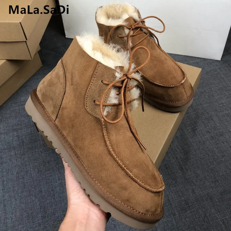 New Fashion Women Snow Boots Shearling thick wool Fur warm Ankle Lace-Up Round Toe Flats Genuine Leather High quality Shoes
New Fashion Women Snow Boots Shearling thick wool Fur warm Ankle Lace-Up Round Toe Flats Genuine Leather High quality Shoes