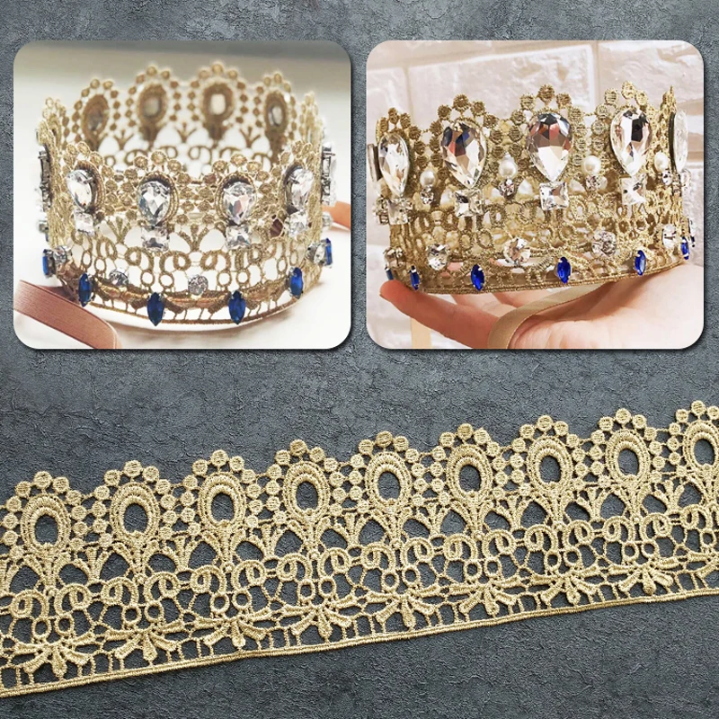 2Yards/lot 7.6CM Width Metallic Gold Lace Trim DIY Handmade Embroidery Water Soluble Lace Trimmings Venice for Garments
2Yards/lot 7.6CM Width Metallic Gold Lace Trim DIY Handmade Embroidery Water Soluble Lace Trimmings Venice for Garments