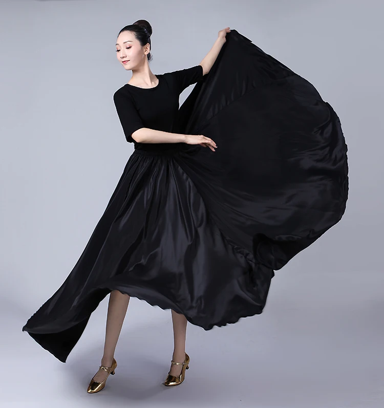 

Big Hem (180 360 540 720 )Fashion ladies Long skirt silk Calf length maxi skirt Silk women long skirt 80cm Red Black Color